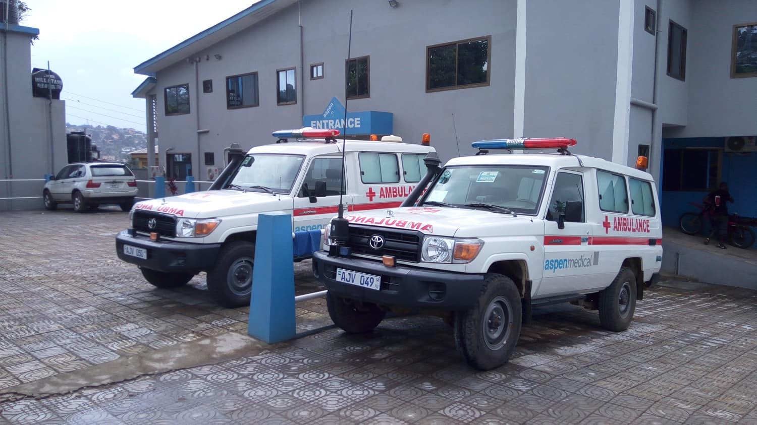 Two Aspen Medical International ambulances